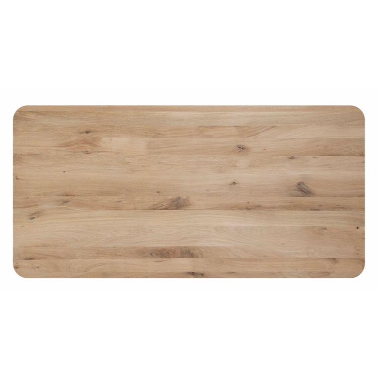 Eiken tafelblad ronde hoeken met facet 220 x 100 cm