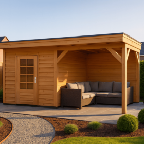 Half dicht incl. deur en open met achterwand