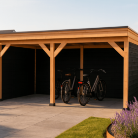 Met 2x zwarte zij- en 2x achterwand