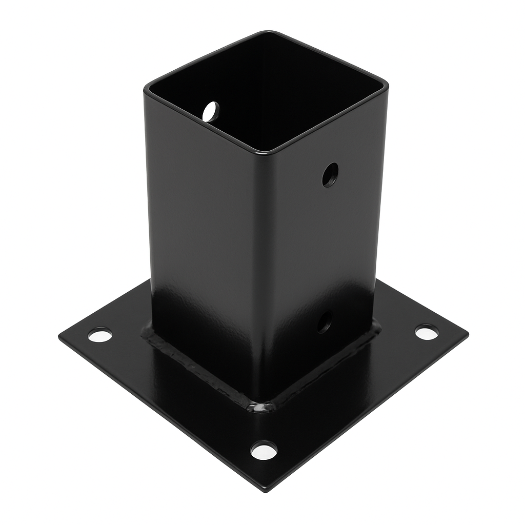 Paalhouder met plaat 71 mm Zwart