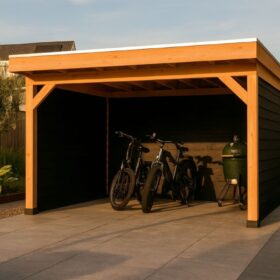 Met 2x zwarte zij- en achterwand